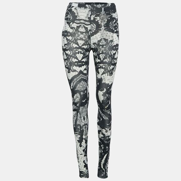 Just Cavalli Black/white Printed Jersey Leggings S